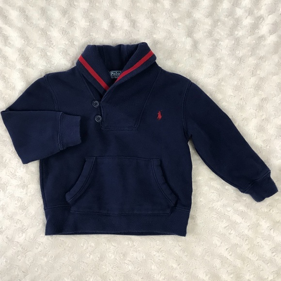 Polo Ralph Lauren Other - Polo Ralph Lauren Shawl Collar Sweatshirt Blue Red